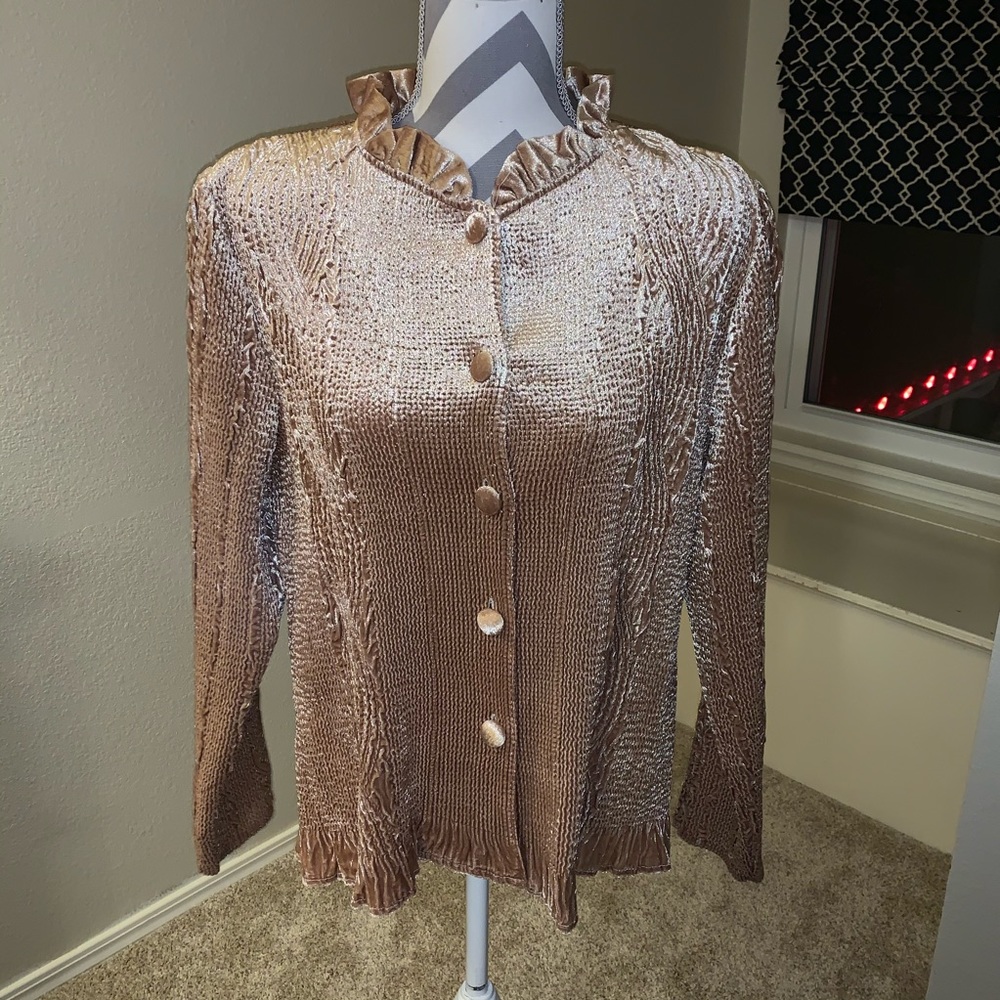 Chico’s Rippled Ruffle Jacket.